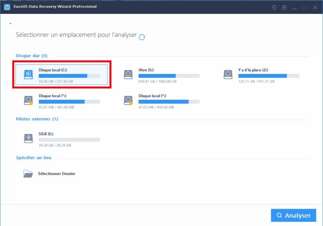 Restaurer des données avec EaseUS DRW 1 easeus data recovery tuto étape 3