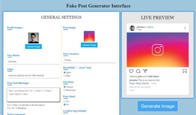 Fake post generator