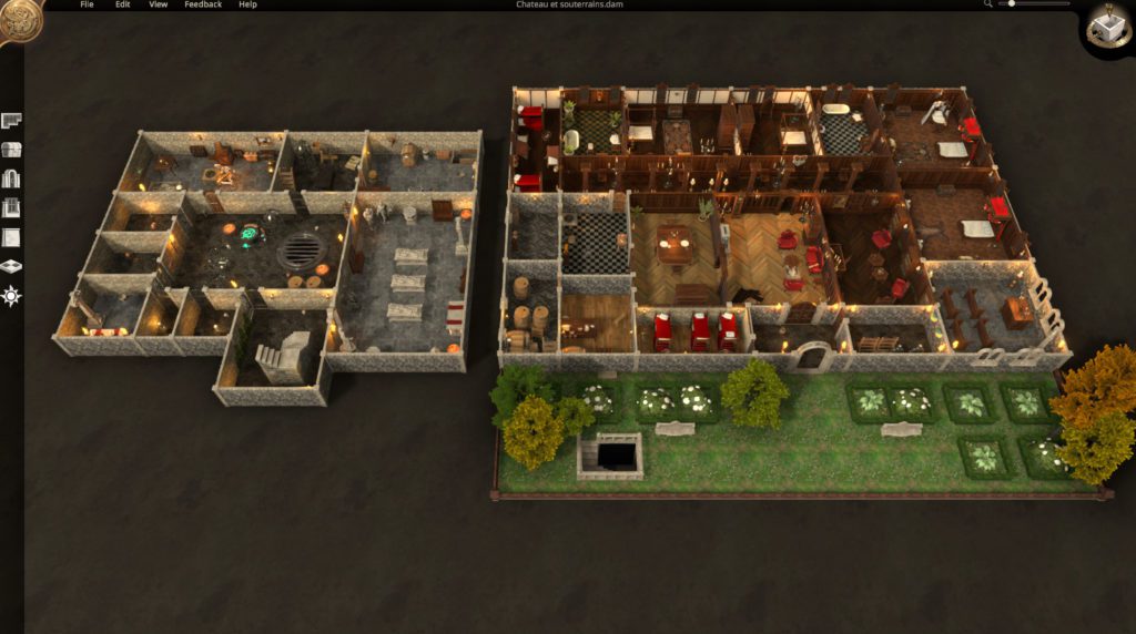 Le pack GeekPowa de maps Dungeon Alchemist ! 7 Chateau et souterrains nuit 3D