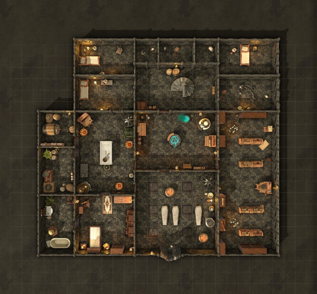 Le pack GeekPowa de maps Dungeon Alchemist ! 14 grottes alchimiste necromancien
