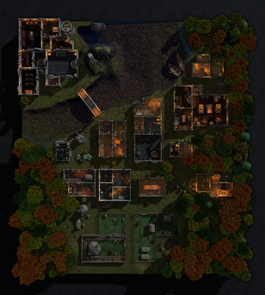 Le pack GeekPowa de maps Dungeon Alchemist ! 3 village river nuit