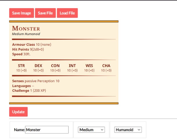 Stat block creator