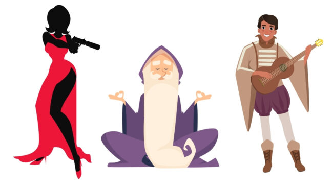 Personnage de jeu de rôle mémorable, illustration d'introduction Geek Powa