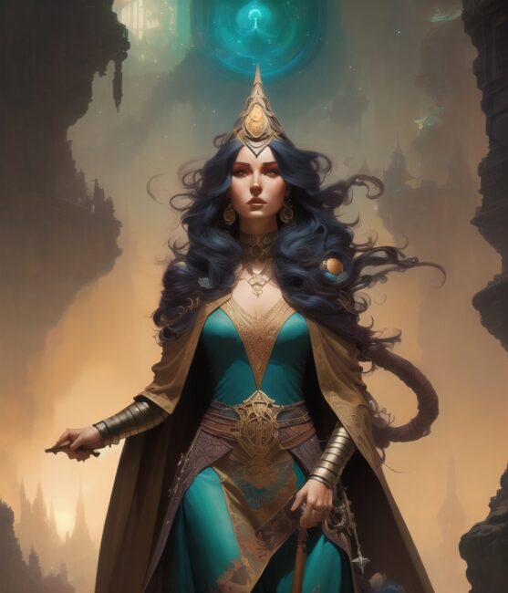 une femme mage arrive donjons et dragons 5e