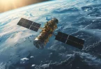 Un satellite en orbite au-dessus de la terre