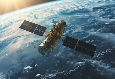 Un satellite en orbite au-dessus de la terre