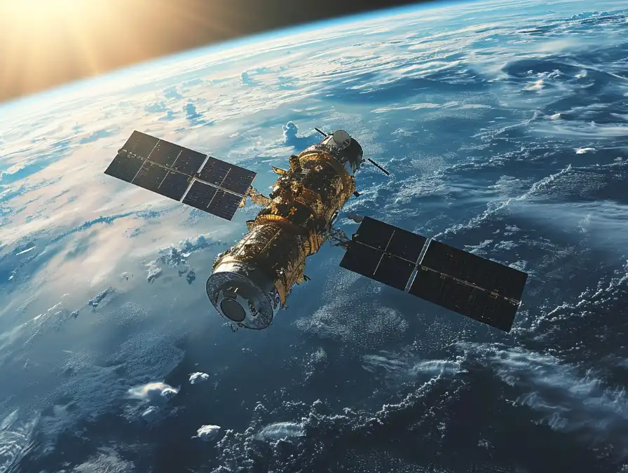 Un satellite en orbite au-dessus de la terre