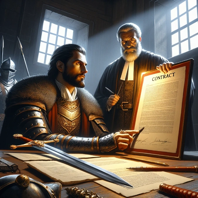 L'art de la négociation de contrat chez les aventuriers 7 un contrat signé par un aventurier et son commanditaire
