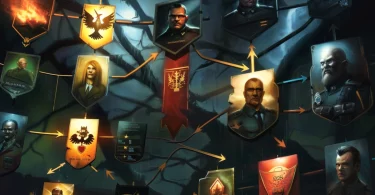 illustration de nombreuses factions dans un jdr et leurs liens