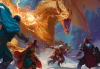 une bande d'aventurier et un dragon