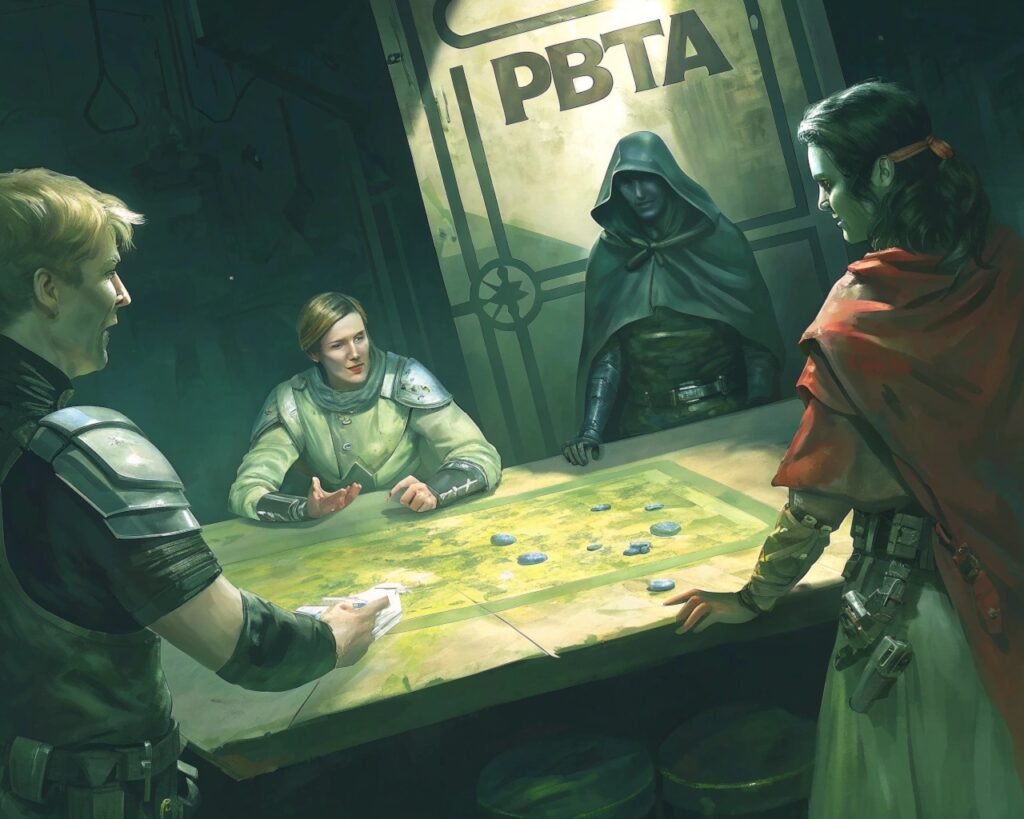 L’histoire du pbta : naissance et évolution d’un système de jeu révolutionnaire 2 une scène de jeu de role avec des personnages de pleins d'univers SF+medfan