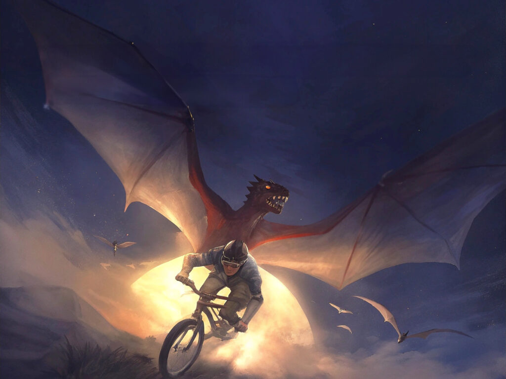 Tier List des Films et Séries inspirés de Jeux de Rôle 1 un vélo qui vole devant la lune et en face un dragon rouge qui vol