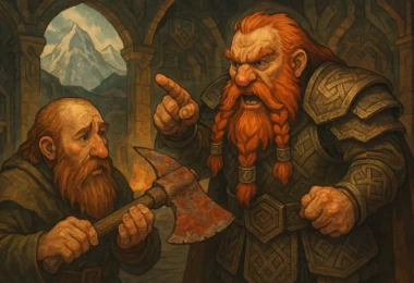 Portrait des membres du clan Piquepierre et Rouille dans une ambiance médiévale-fantastique