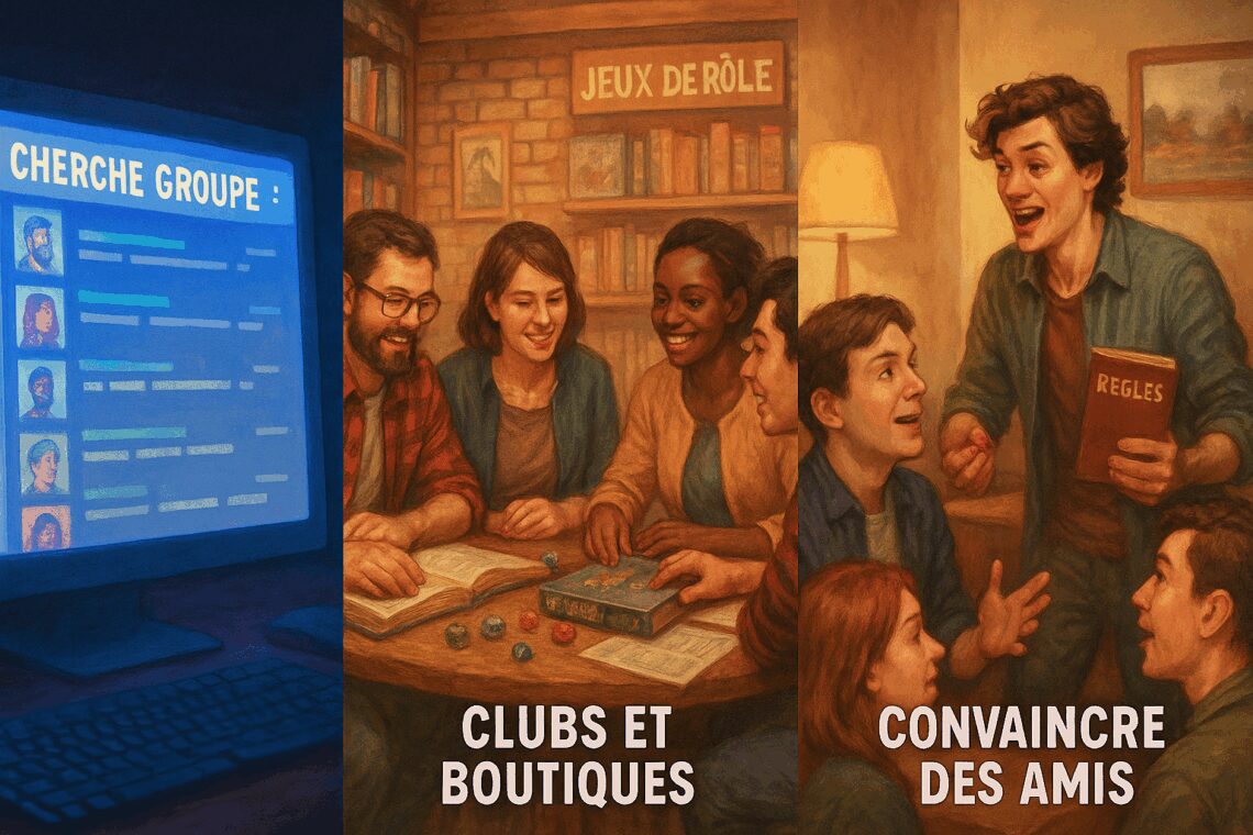 tryptique d'illustration sur la thématique trouver une communauté de roliste