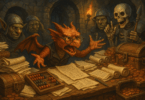 Un tres jeune dragon fais la comptabilité du donjon