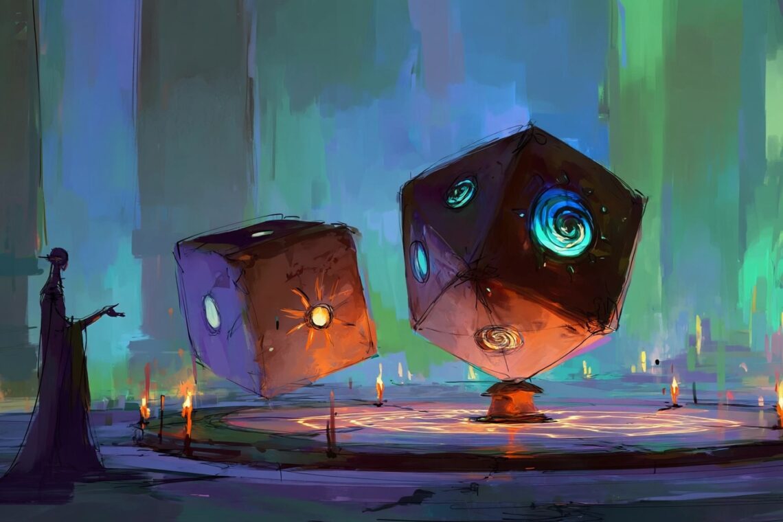 Daggerheart : Le Nouveau JDR de Critical Role qui secoue la scène Roliste – Analyse Complète 2 deux dés à douze faces de la dualité - l'un brillant avec des motifs de soleil et d'étoile (le dé de l'espoir), l'autre sombre