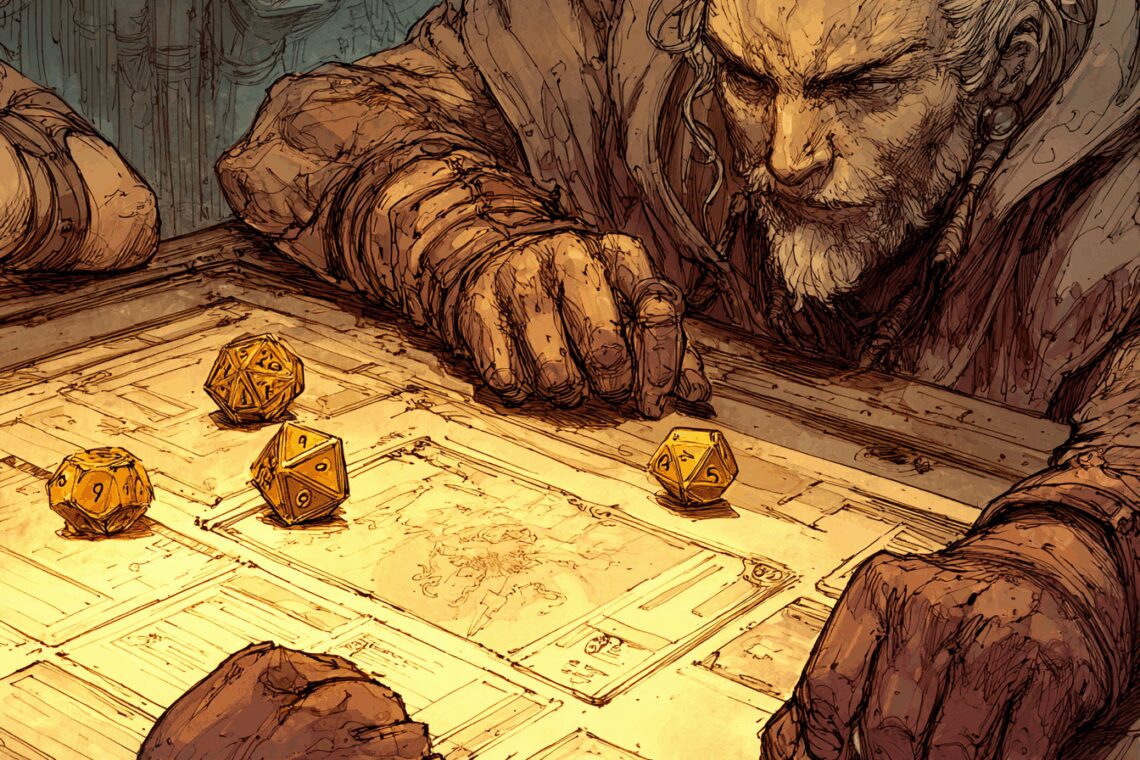 Le joueur est attentif à son lancé de dé.