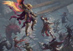 Bataille épique, médiévale fantastique, avec des anges, des démons et des aventuriers.