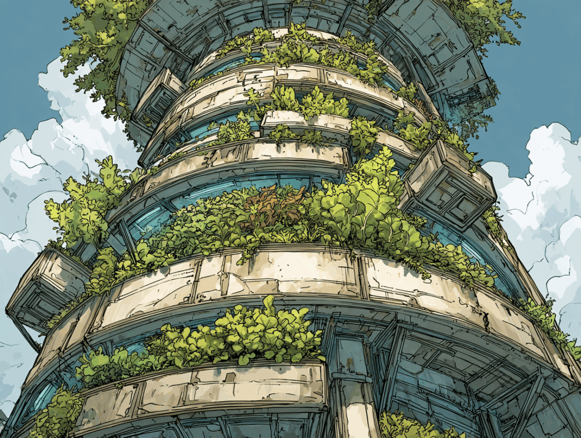 Concours Geek Powa 2025 : Solar Punk & Nourriture 4 Tour colossale de 50 etages solar punk