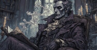 Illustration d'un vampire moderne en train de lire un journal.