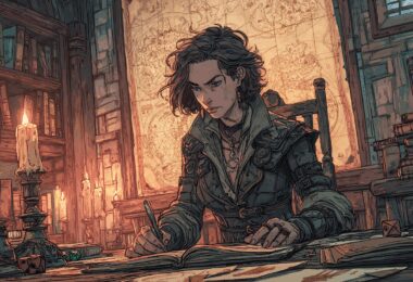 Illustration d'une joueuse de JDR solo