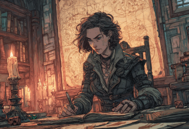 Illustration d'une joueuse de JDR solo