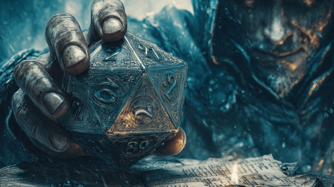 Illustration d'un choix crucial par un dé tendu vers le joueur