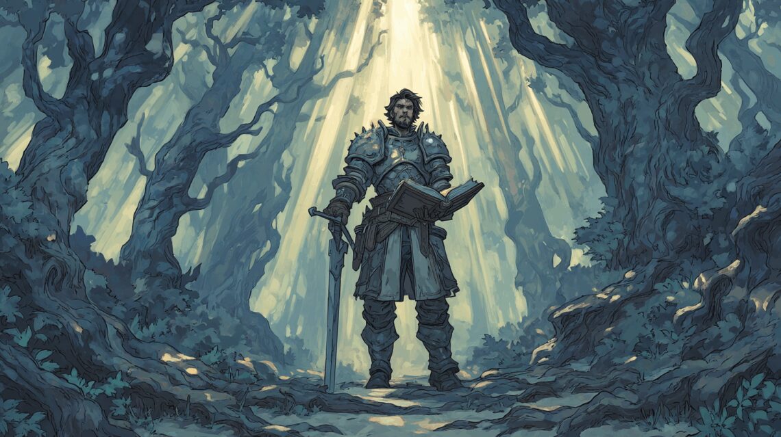 Un chevalier solitaire dans la foret