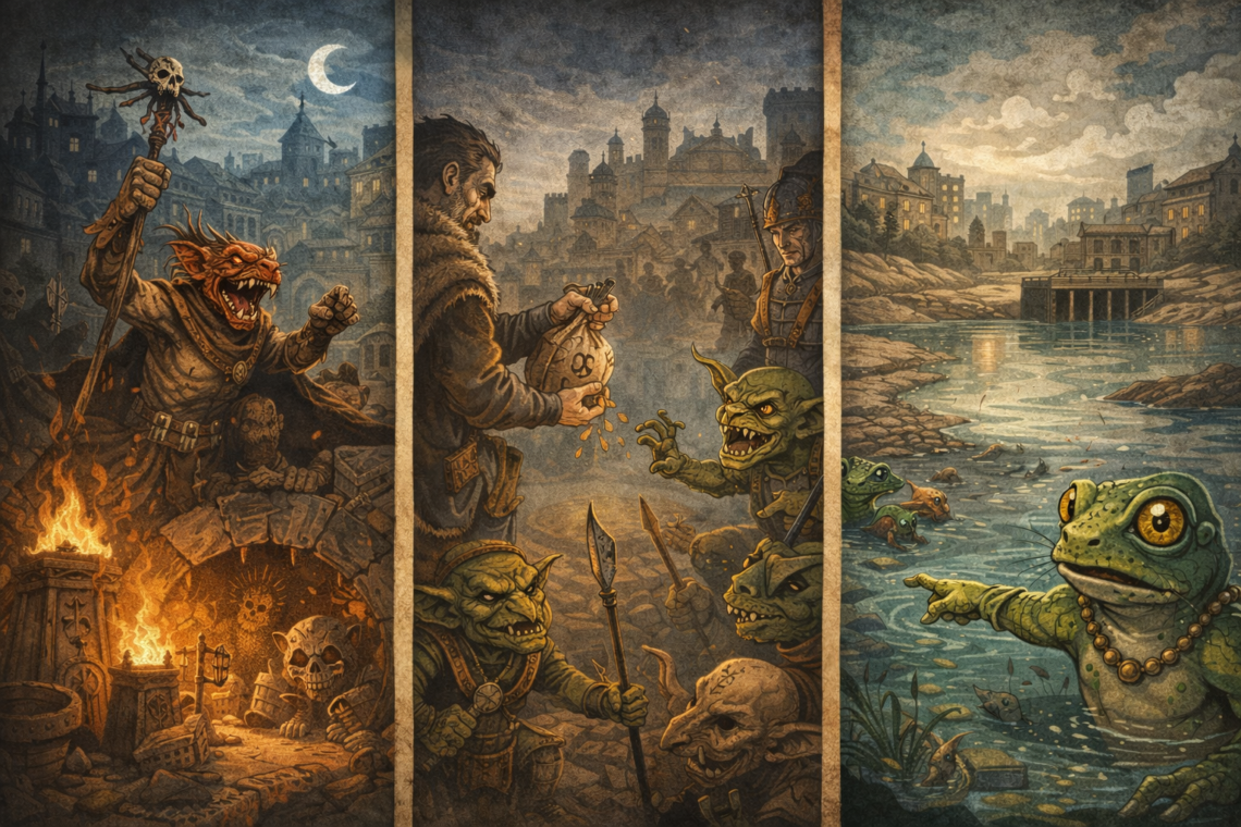 Triptyque d'illustration pour dans un univers médiéval fantastique