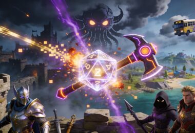 Illustration du mix des univers de Fortnite et de Donjons et Dragons