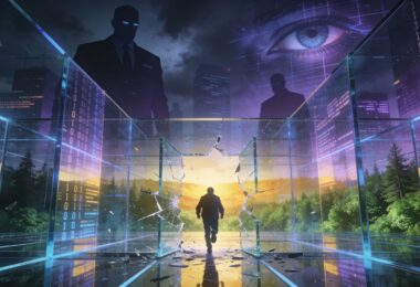 Illustration d'une personne qui s'échappe des GAFAM