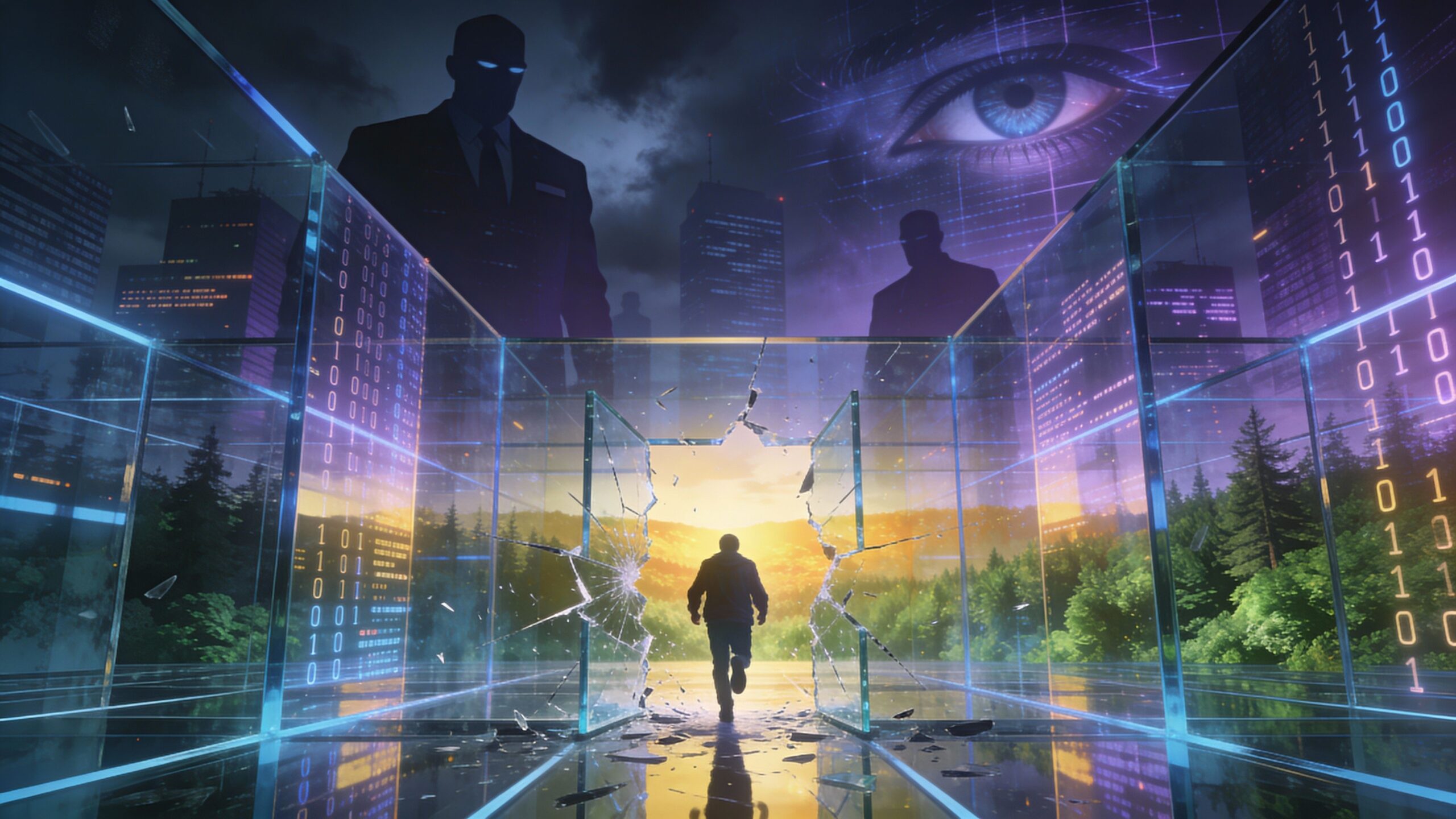 Illustration d'une personne qui s'échappe des GAFAM