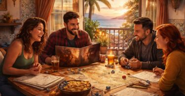 4 rolistes espagnole en pleine partie de jeu de rôle sur table