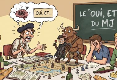 Une table de jeu de rôle où les joueurs font des propositions abracardanbramtes.