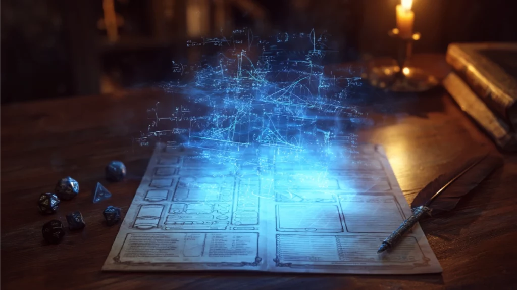 feuille de personnage donjon et dragon avec des statistiques