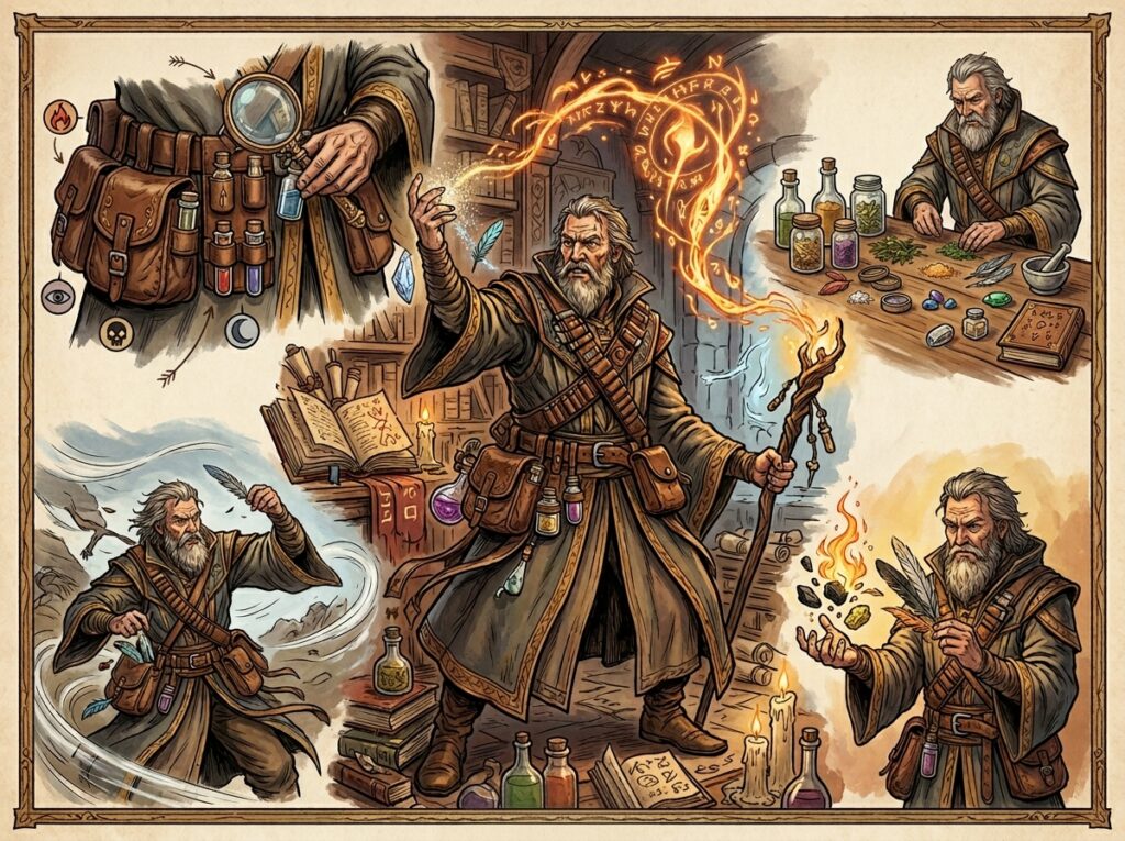 Les composants de sorts dans donjon et dragons