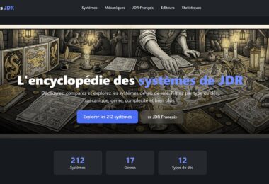 capture d'écran du site sujet de l'article encyclopédie des système de JDR