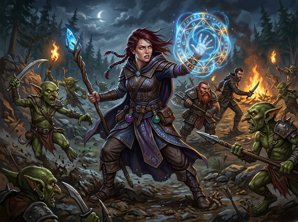 Garder sa concentration pour la magicienne pendant un combat avec des gobelins