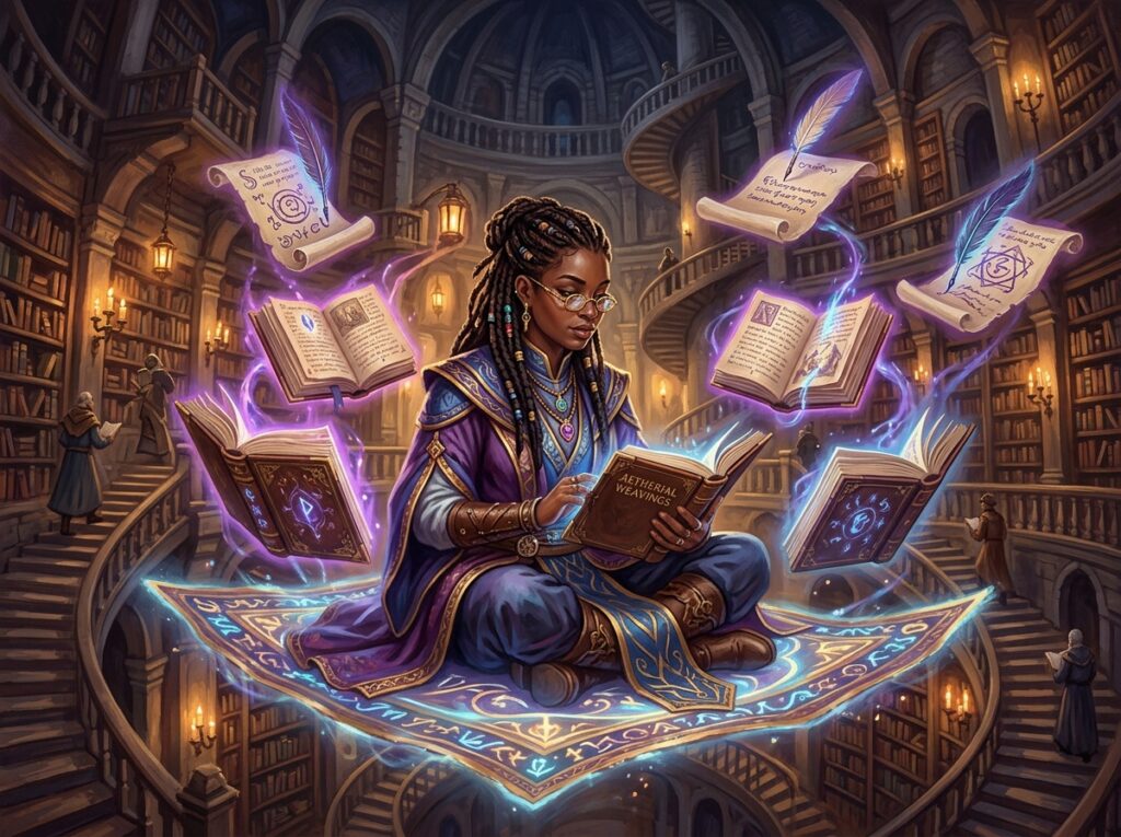 magicienne qui apprend ses sorts