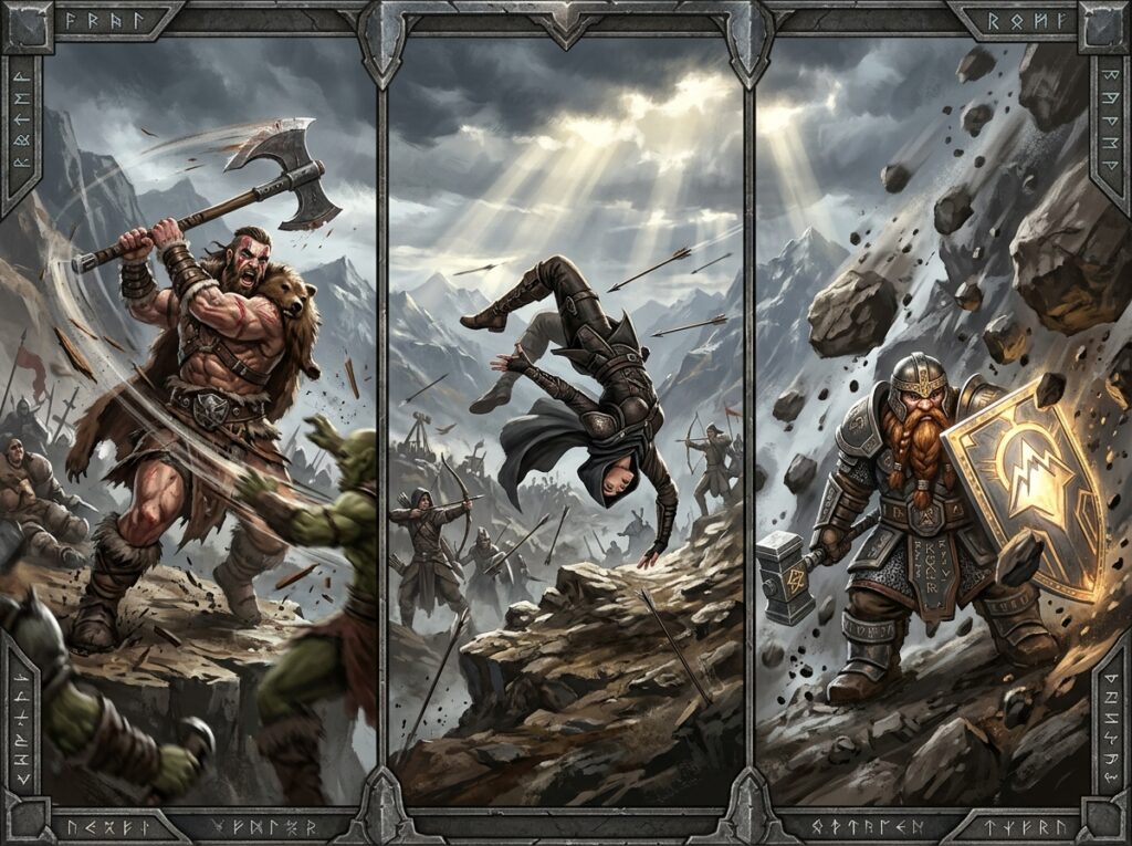 Illustration, barbare, voleur, guerrier.