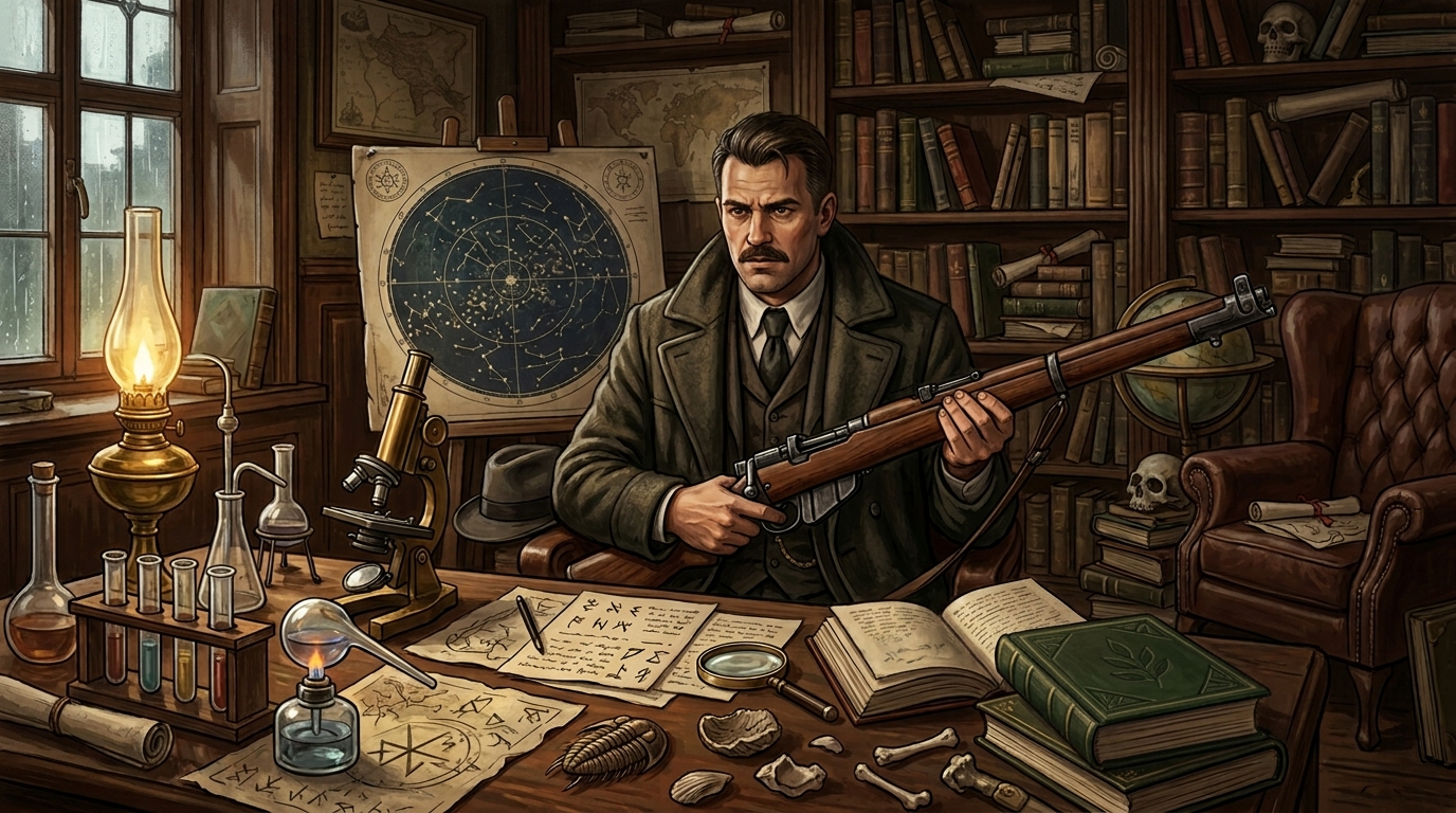 Investigateur Cthulhu maîtrisant fusil, sciences et compétences de survie