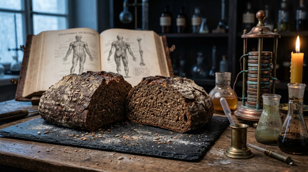 Pain noir de Frankenstein : la recette inspirée du roman 4 pain noir frankenstein laboratoire rustique