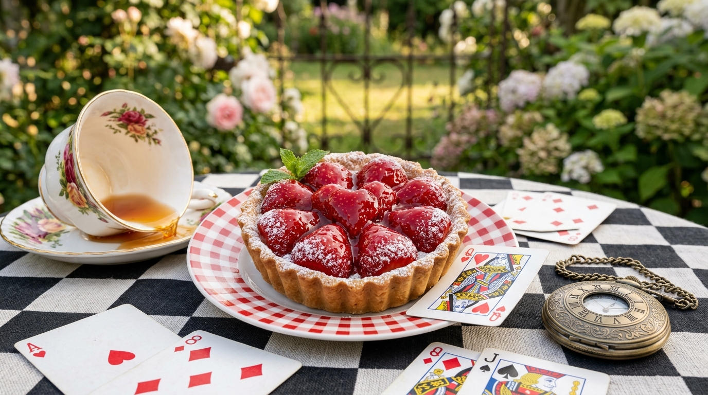 tarte fraises reine coeur alice echiquier