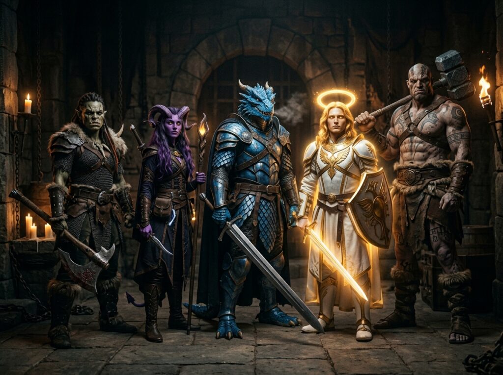 Illustrations réalistes des espèces atypiques de donjons et dragons 2024