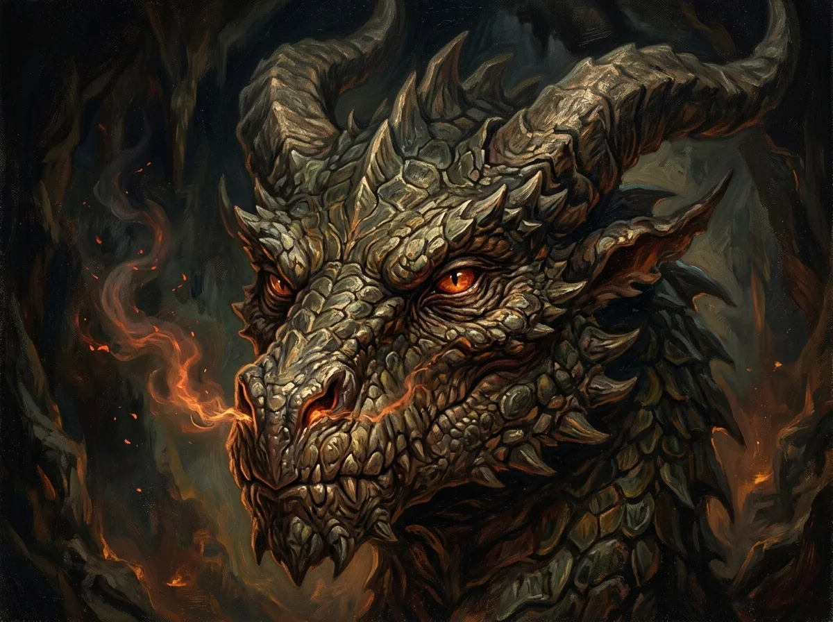 Cœur de dragon, le film de 1996 qui a rendu son honneur aux dragons 1 Portrait rapproché d'un dragon sage aux yeux expressifs, filets de feu sortant des narines.