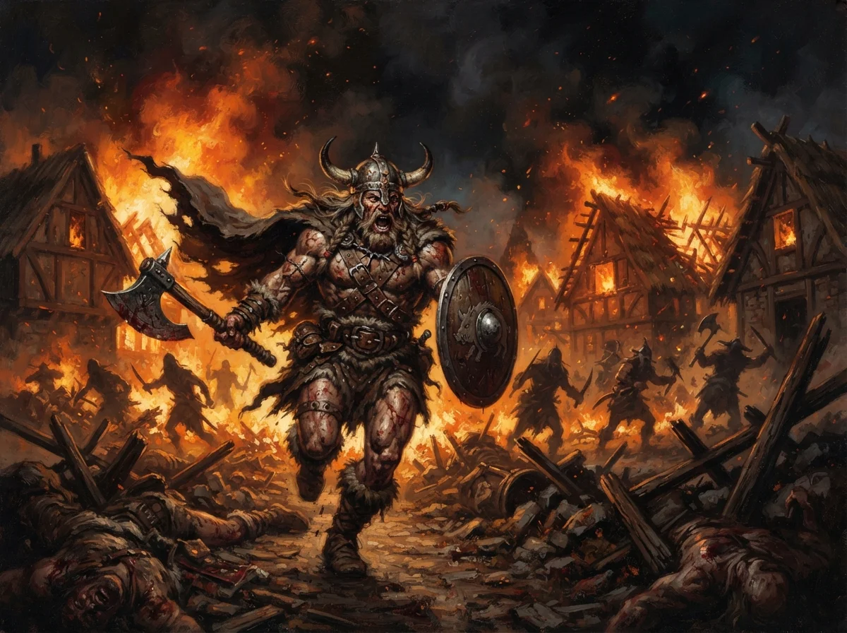Conan 2011 : le reboot musclé qui a coulé au box-office 1 Barbare lancé au combat dans un village en flammes la nuit, braises et fumée