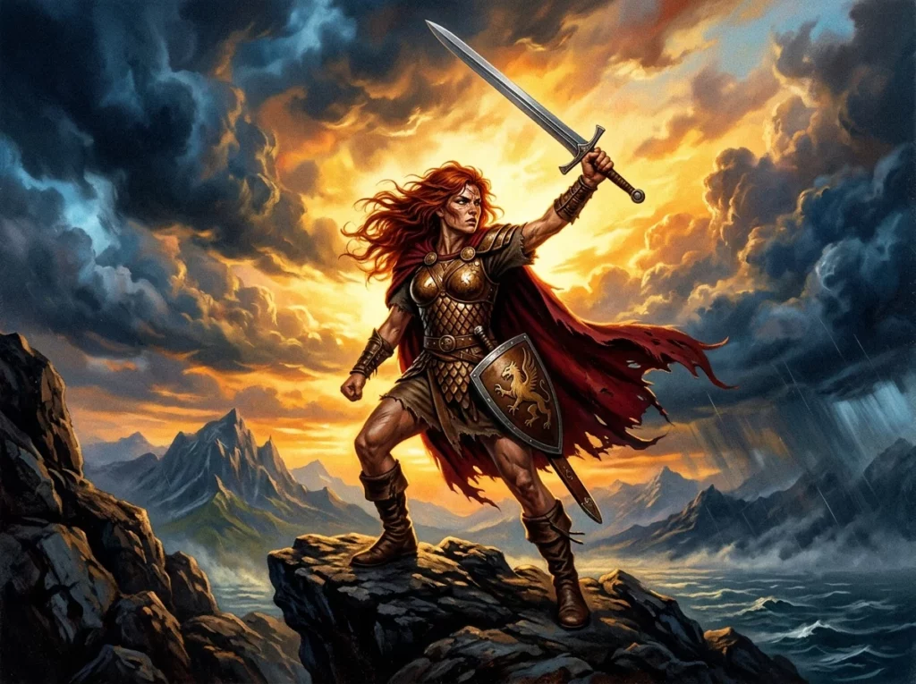 kalidor guerriere rousse falaise