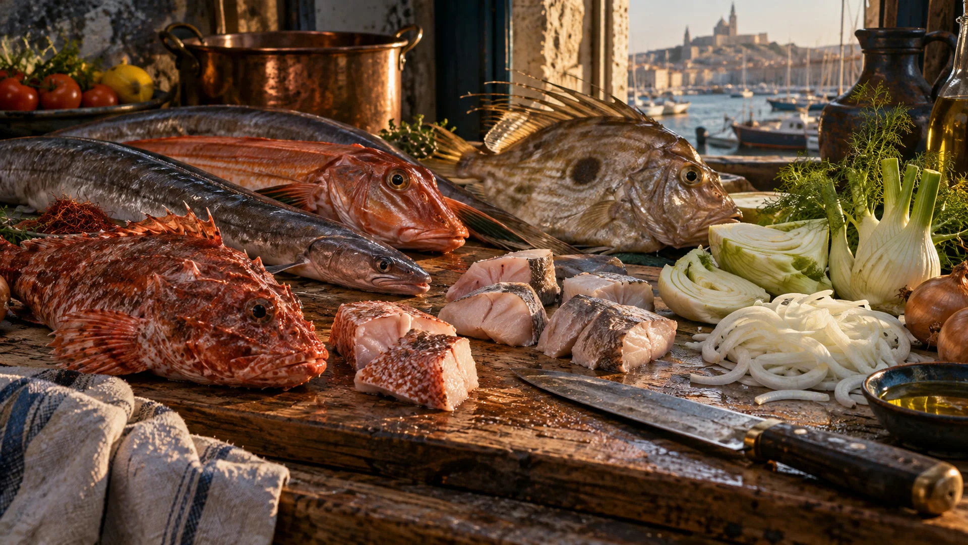 Poissons de roche préparés pour la bouillabaisse de Monte-Cristo