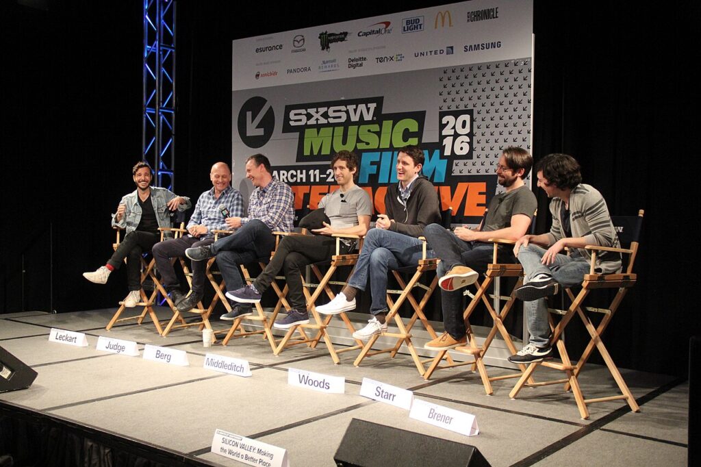 Le casting de la série Silicon Valley réuni sur scène lors d'un panel au festival SXSW 2016 à Austin